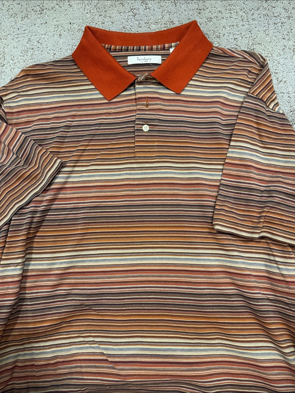 Turnbury  Striped Polo Shirt - Rust Multi